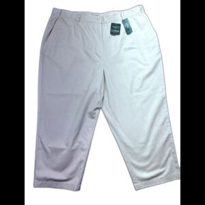 NWT L.L. Bean Womens Pants Size 18 W Plus Beige Original Fit Wrinkle Free Cotton